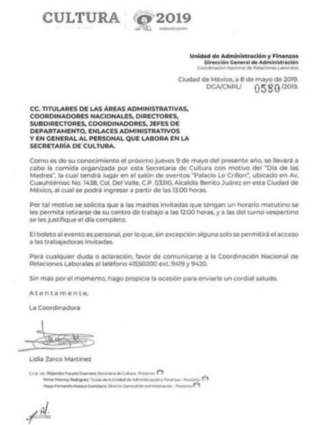 No todas las madres son iguales en la Secretaría de Cultura