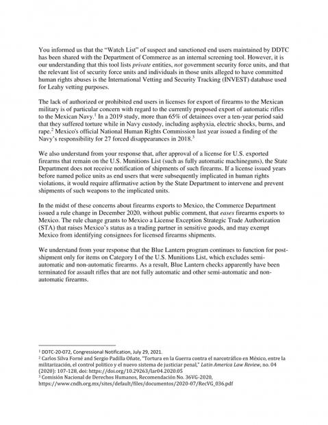 Senadores en EU piden suspender venta de armas a Marina y policías mexicanas