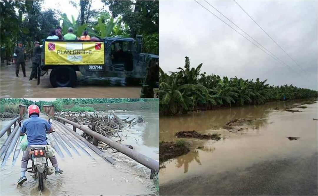 El camino que enlaza Pichucalco, Chiapas, y Teapa, Tabasco, fue interrumpido porque la carretera sufrió inundaciones en varios tramos. (Foto: Fredy Martín Pérez / El Universal)