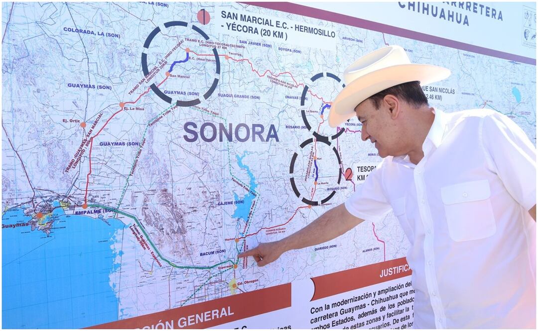 Esta importante obra tendrá una disminución de dos horas en su trayecto, permitiendo a la población de la carretera Guaymas-Chihuahua, transitar por caminos más seguros. Foto: Gobierno de Sonora