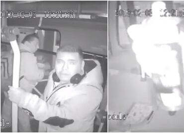 Exhiben cómo asaltantes lanzan líquido a cámaras para robar camión en la Morelos