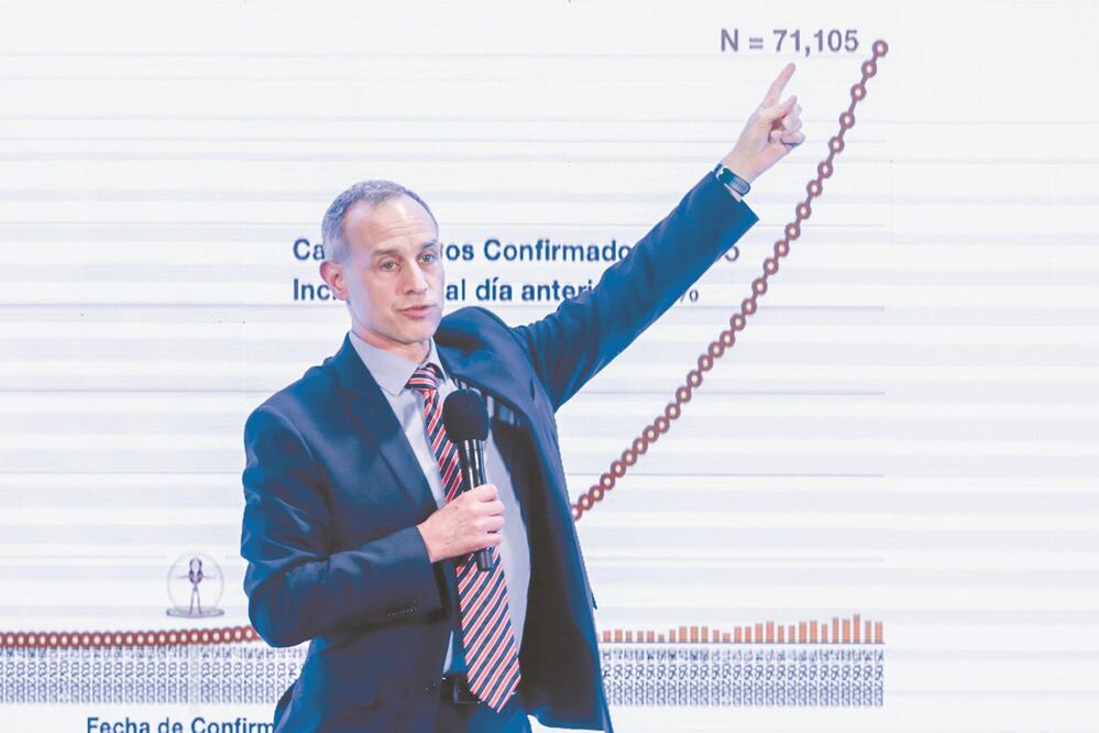 Hugo López-Gatell, subsecretario de Salud, dijo que si el uso de cubrebocas se hubiera establecido desde la fase 1, no se habría atendido el confinamiento. Foto: DIEGO SIMÓN. EL UNIVERSAL