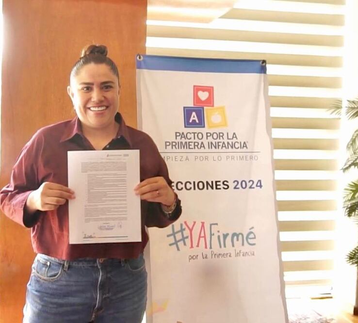 Caty Monreal firma pacto por la primera infancia en favor de niñas y niños de la Cuauhtémoc. (Foto: especial)