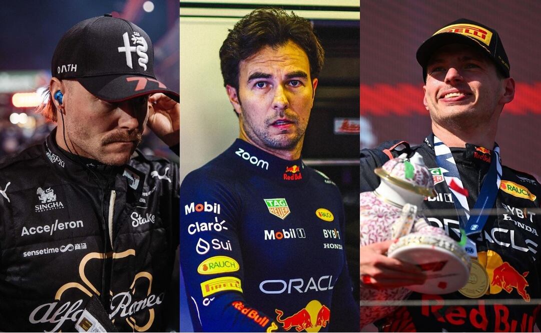 Valtteri Bottas, Checo Pérez y Max Verstappen - Foto: Especial