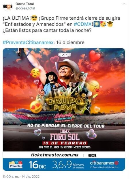 "Y soporten", Grupo Firme anuncia conciertos en el Foro Sol