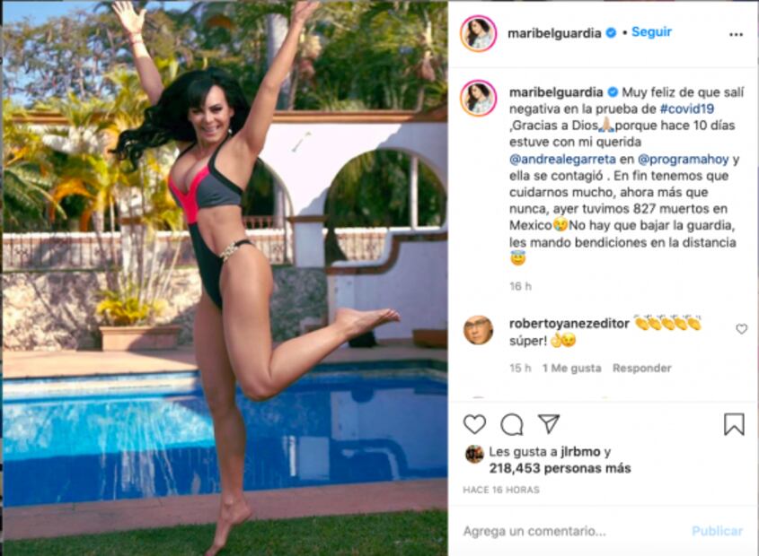 Maribel Guardia dio negativo a prueba de Covid-19 y lo anunció con una sexy foto