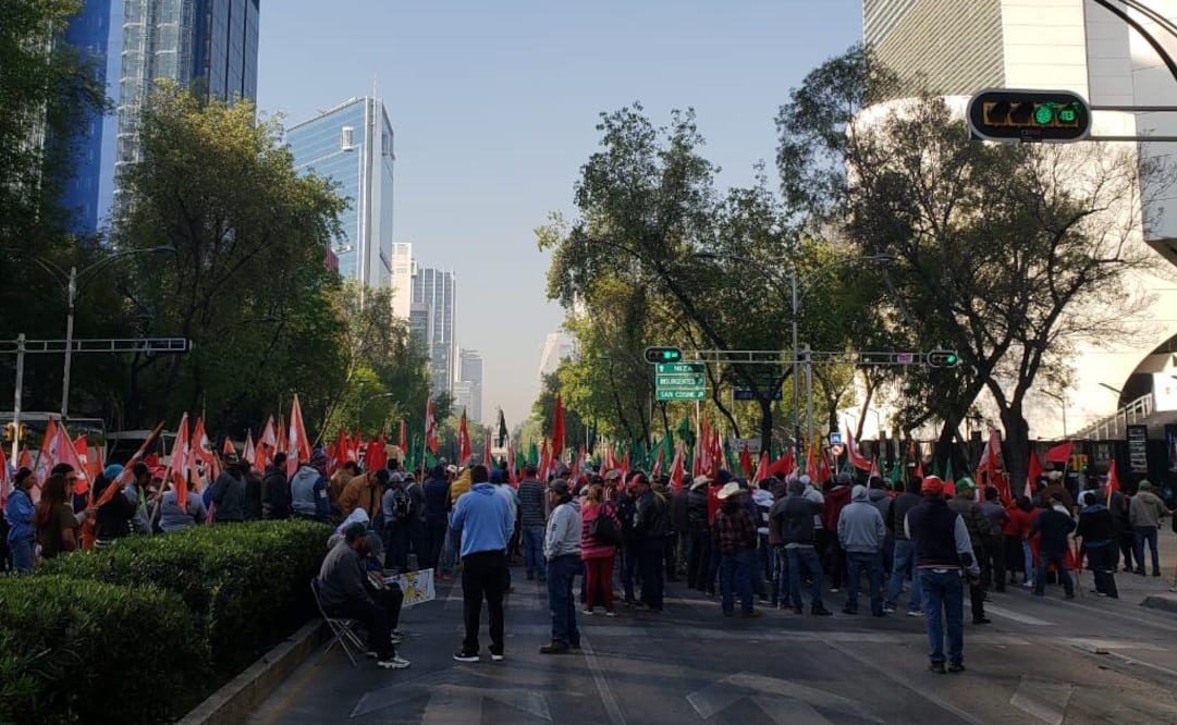 Integrantes de organizaciones campesinas se encuentran en Paseo de la Reforma. Foto: Alexis Ortiz/EL UNIVERSAL