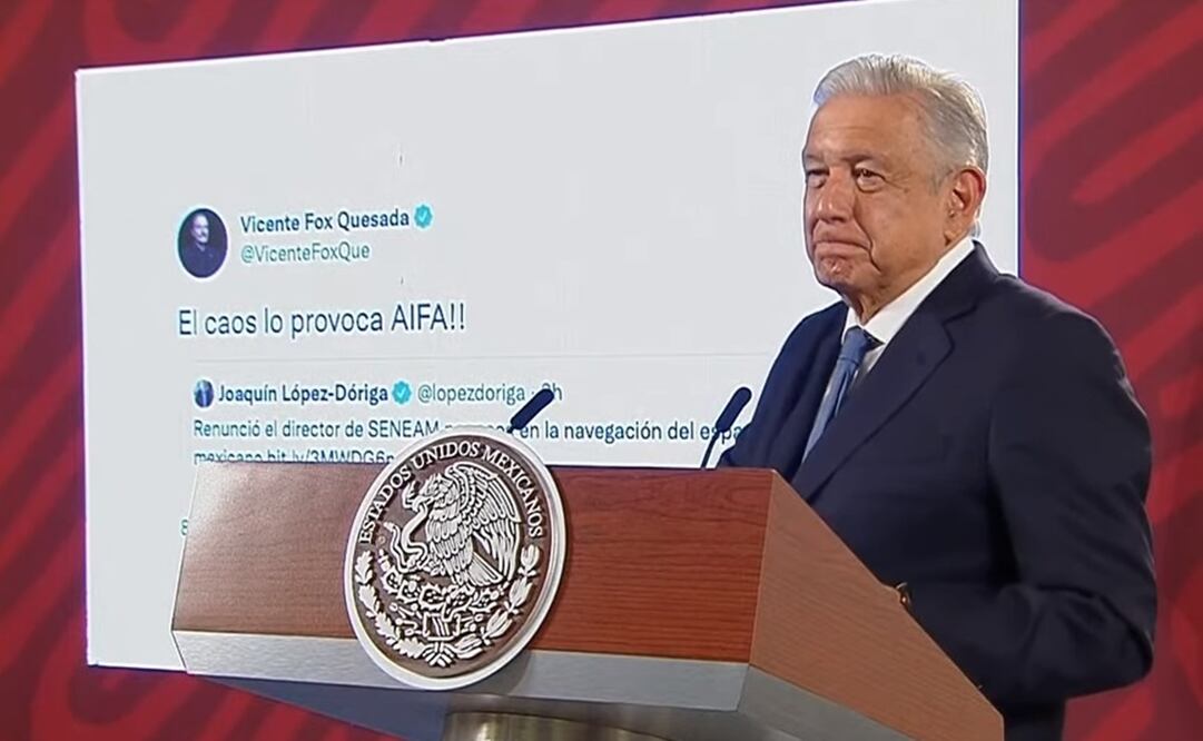 López Obrador acusó que Vicente Fox le echó la culpa del incidente en el AICM. Foto: Captura de pantalla