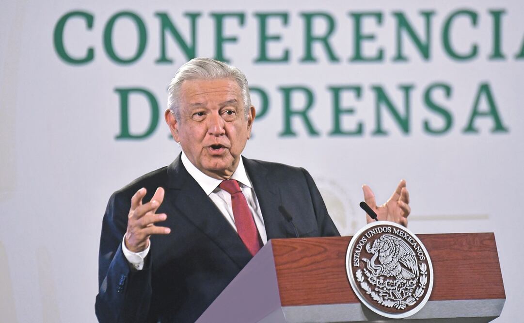 En Palacio Nacional, el Presidente habló sobre la revocación de mandato y el financiamiento de Estados Unidos a grupos en México. Foto: Hugo García. EL UNIVERSAL