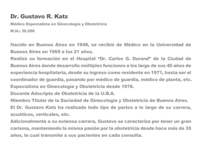 Dr. Gustavo. Foto: Captura de pantalla de la página Dr. KATZ Obstetras