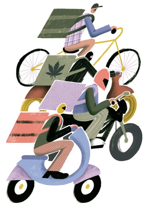 El delivery de drogas, negocio que creció. Ilustración: Ani cortés