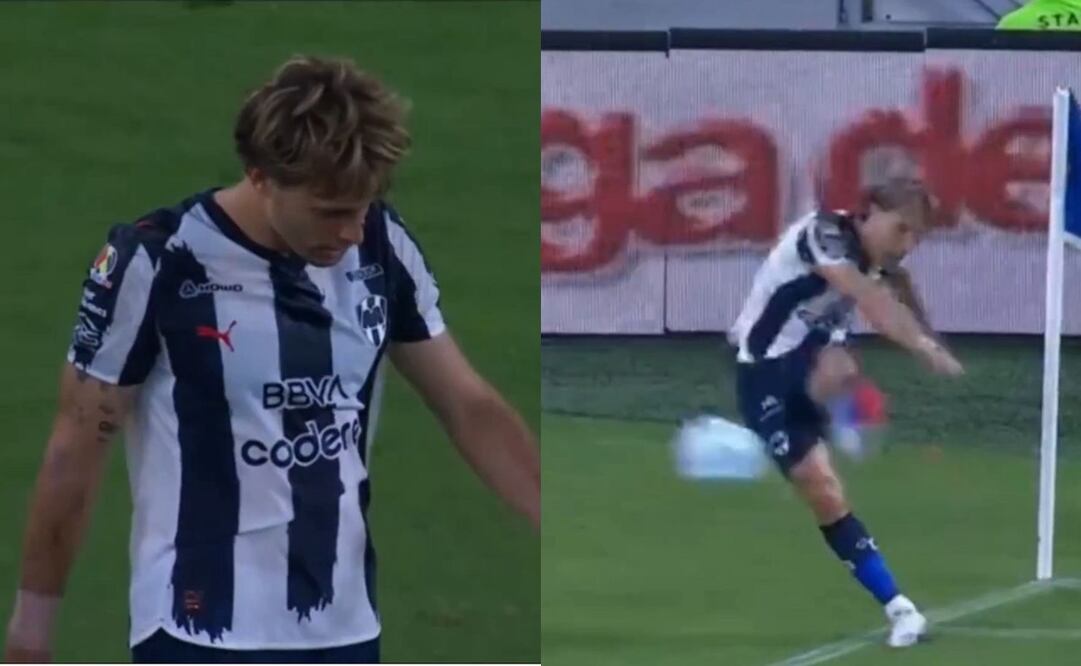 El español metió un gol olímpico en el partido Monterrey-Necaxa | FOTO: X