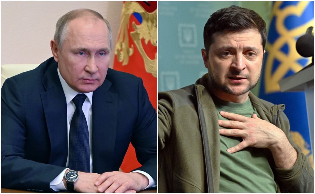 Los presidentes de Rusia, Vladímir Putin, y de Ucrania, Volodímir Zelensky. Foto: AFP -EFE