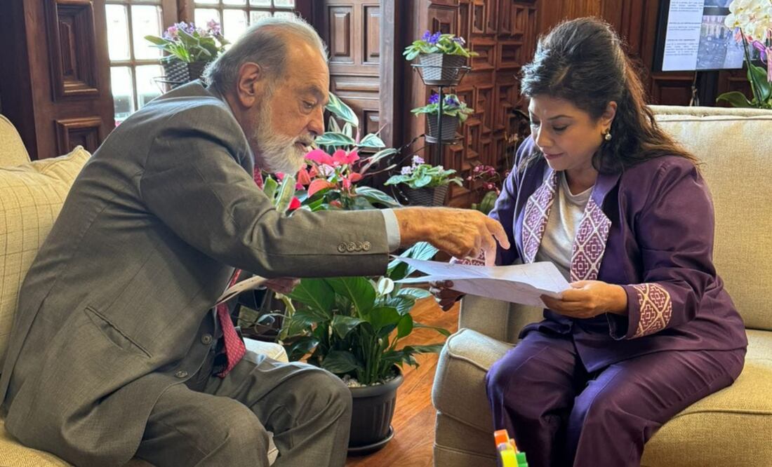 Clara Brugada se reúne con Carlos Slim y Francisco Cervantes, para hablar sobre los desafíos y oportunidades para la inversión privada en la CDMX (14/11/2024). Foto: Especial