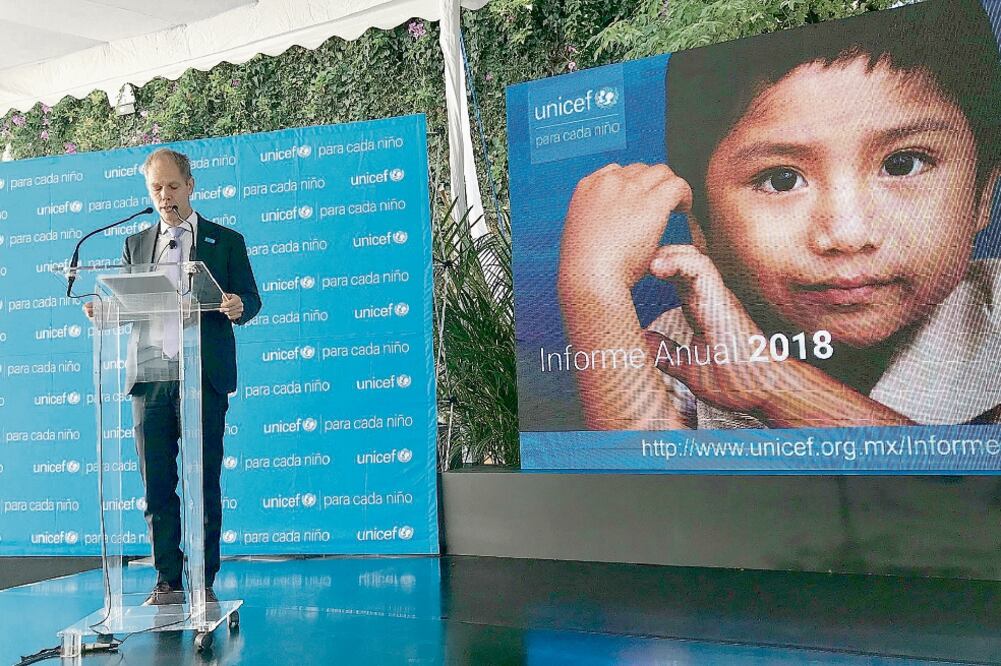 Christian Skoog, representante de UNICEF en México, presentó el Informe Anual 2018 sobre la situación de la niñez en el país. Foto: TOMADA DE TWITTER