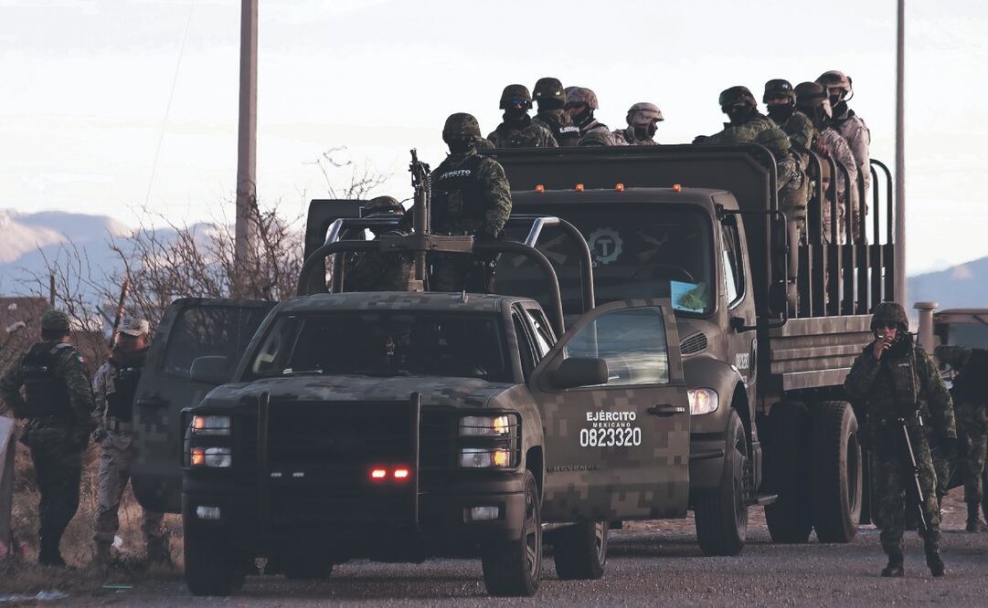 Tropas del Ejército Mexicano al realizar labores de vigilancia en Ciudad Juárez, Chihuahua, el 9 de febrero de 2024. Foto: de Luis Torres. EFE