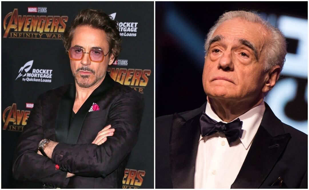 Robert Downey Jr, quien encarnó a Iron Man en las películas de Marvel, y Martin Scorsese. Foto: EFE/ Jimmy Morrison, archivo - Fadel Senna / AFP, archivo