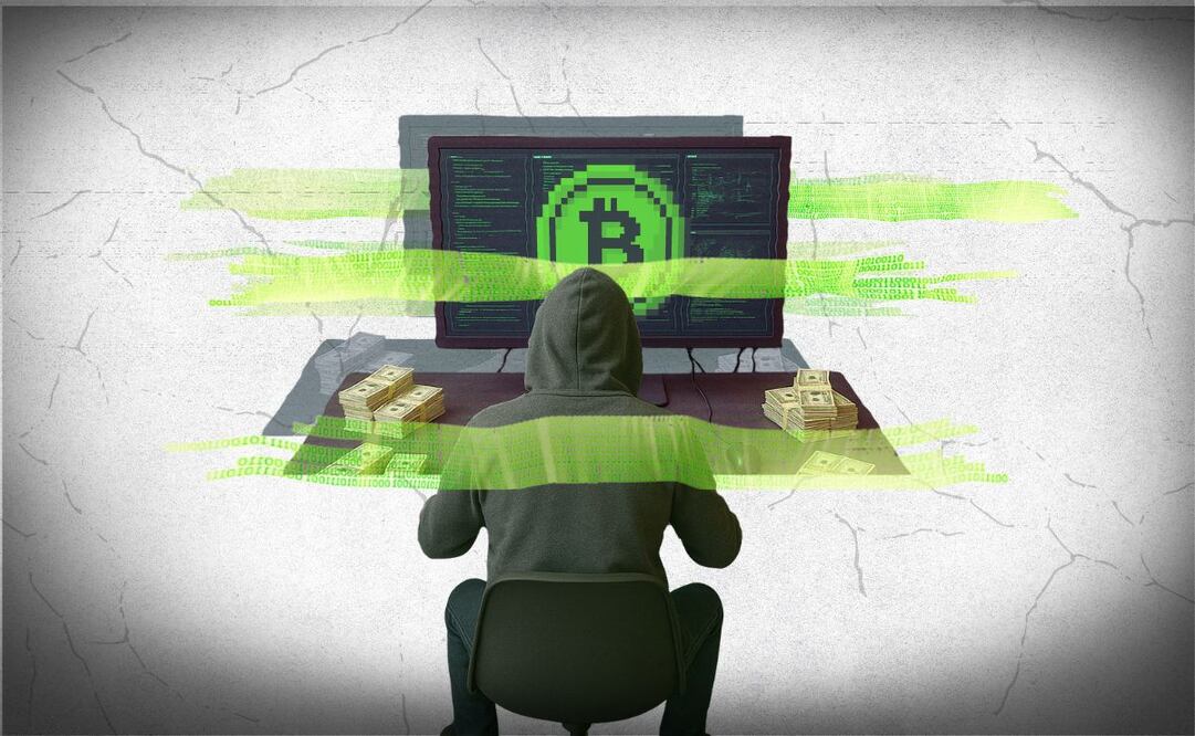 El dinero del narco viaja en criptomonedas. | Ilustración: Angélica Vázquez.