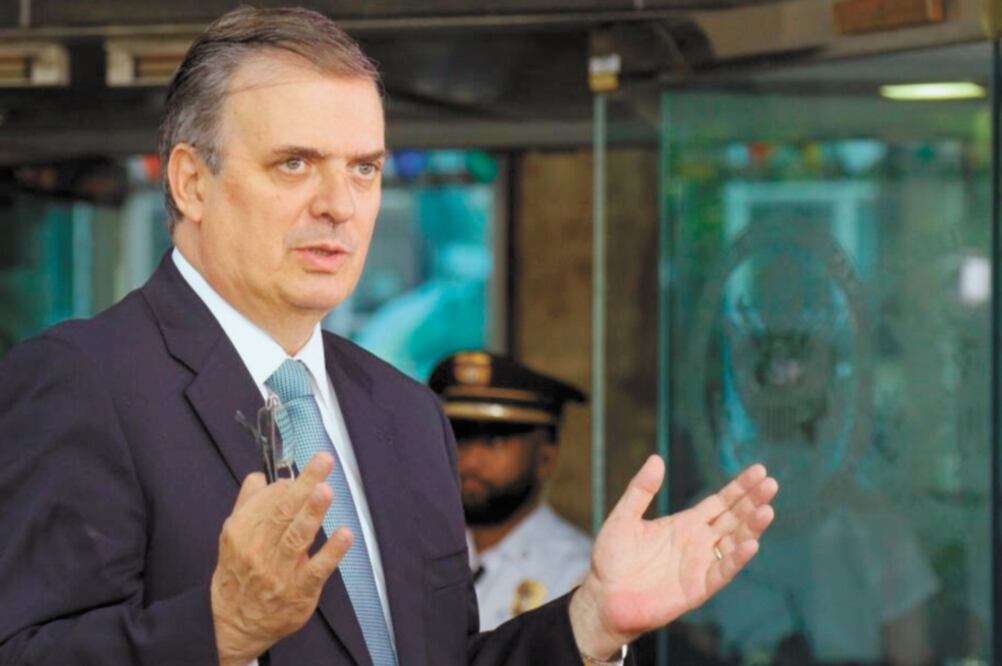 El secretario de Relaciones Exteriores, Marcelo Ebrard, dio una conferencia de prensa ayer en Washington. Foto: TOMADA DE TWITTER