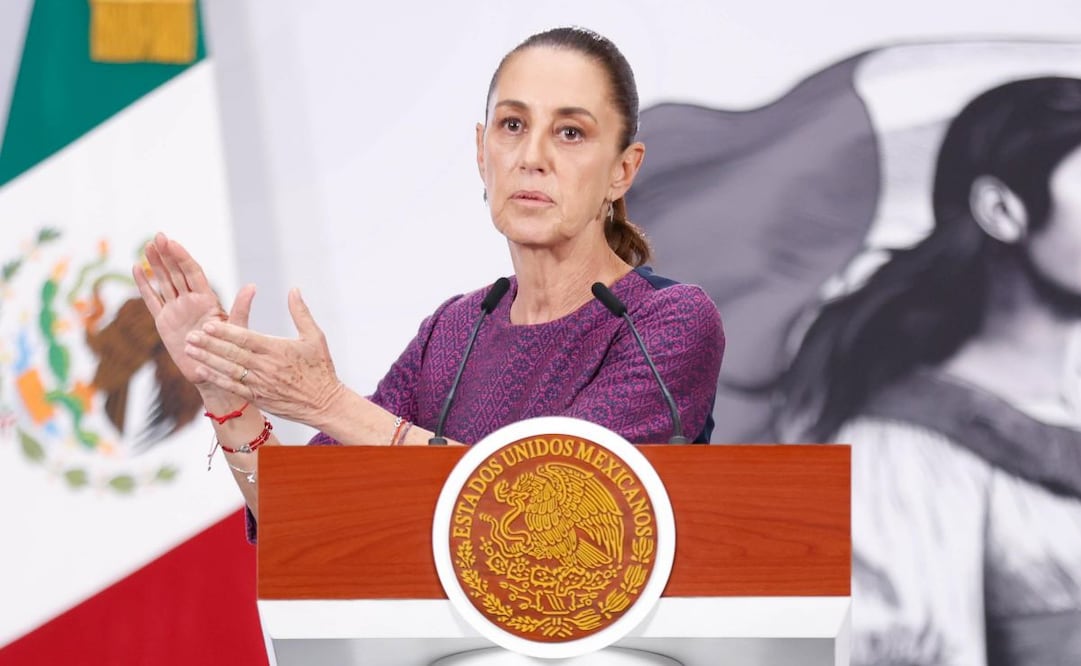 La presidenta Claudia Sheinbaum en la Mañanera del Pueblo del 22 de abril de 2026 en Palacio Nacional. Foto: Diego Simón Sánchez/ EL UNIVERSAL