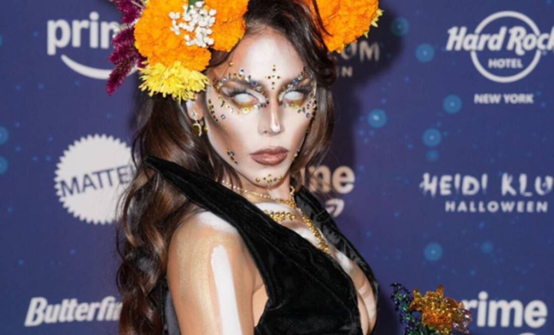 Danna Paola lució como la tradicional Catrina en el Halloween organizado por la modelo Heidi Klum.