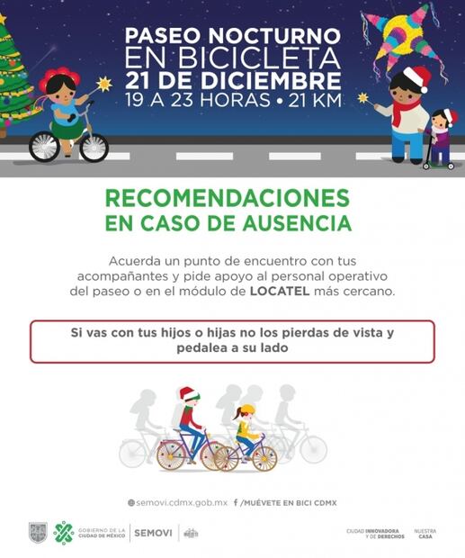 Alistan paseo en bicicleta navideño en la CDMX; será este sábado 