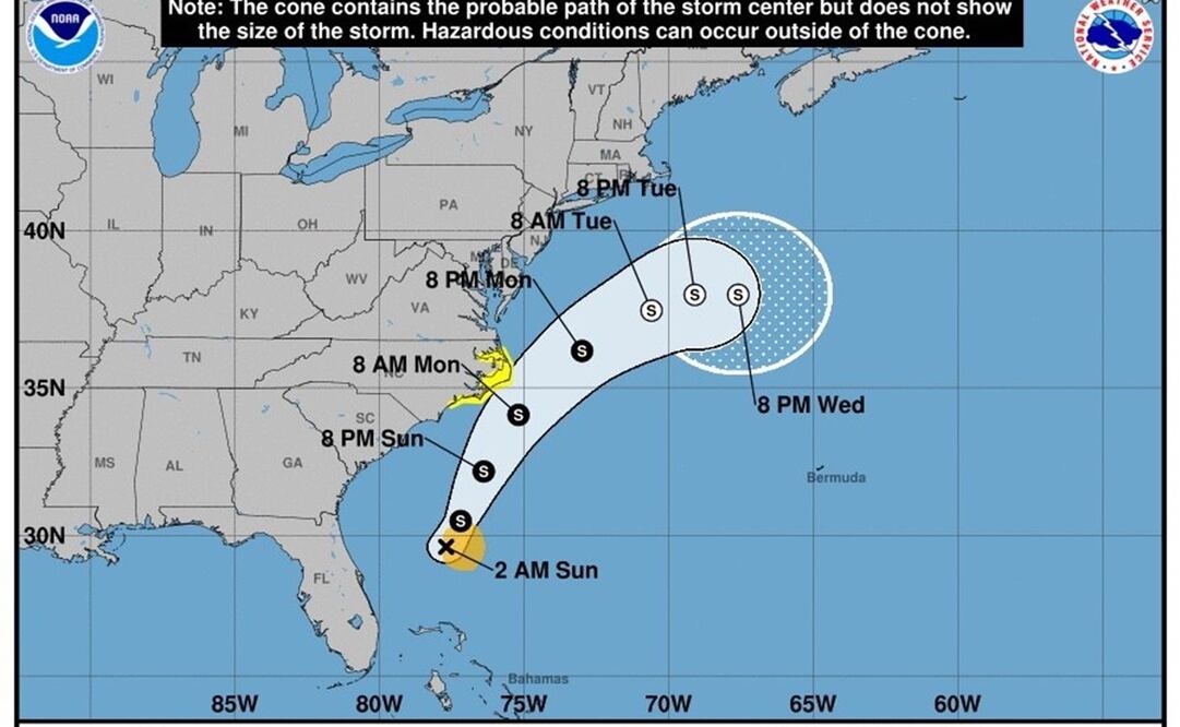 Los meteorólogos del NHC prevén que “Arthur” produzca fuertes lluvias sobre Carolina del Norte la noche del domingo (Foto: EFE)