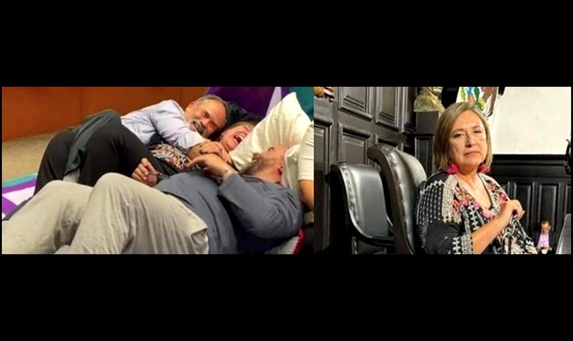 La senadora Xóchitl Gálvez y otros legisladores de oposición, prefirieron organizar bailes, pijamadas y encadenarse a la silla de una mesa, en vez de debatir los proyectos de leyes materia de la sesión, acusó la Consejería. Foto: especial