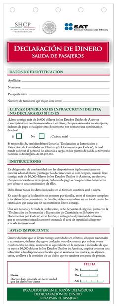 Declaración de Dinero, salida de pasajeros. Foto: Captura de pantalla