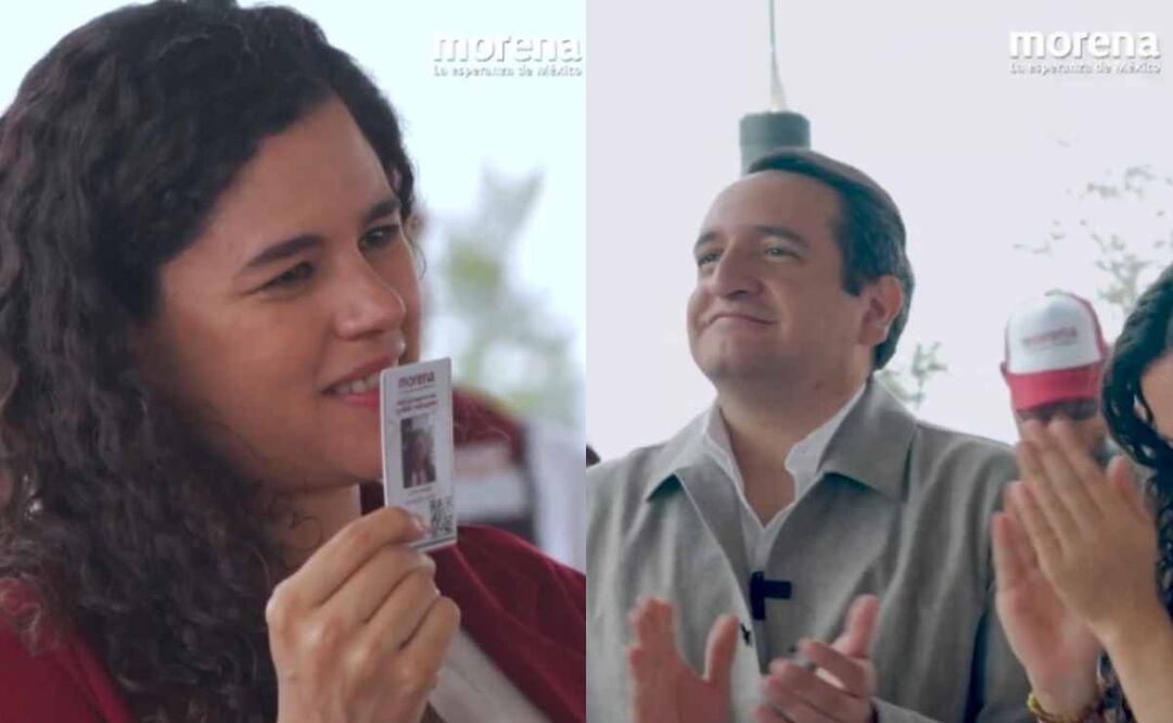 Luisa María Alcalde recibió la credencial de manos del secretario de Organización, Andrés Manuel López Beltrán. Foto: Captura de pantalla