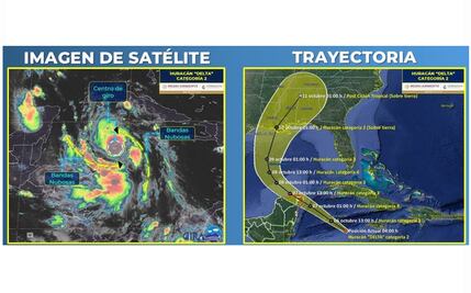 Huracán "Delta" alcanza categoría 2 en su ruta hacia el sureste de México