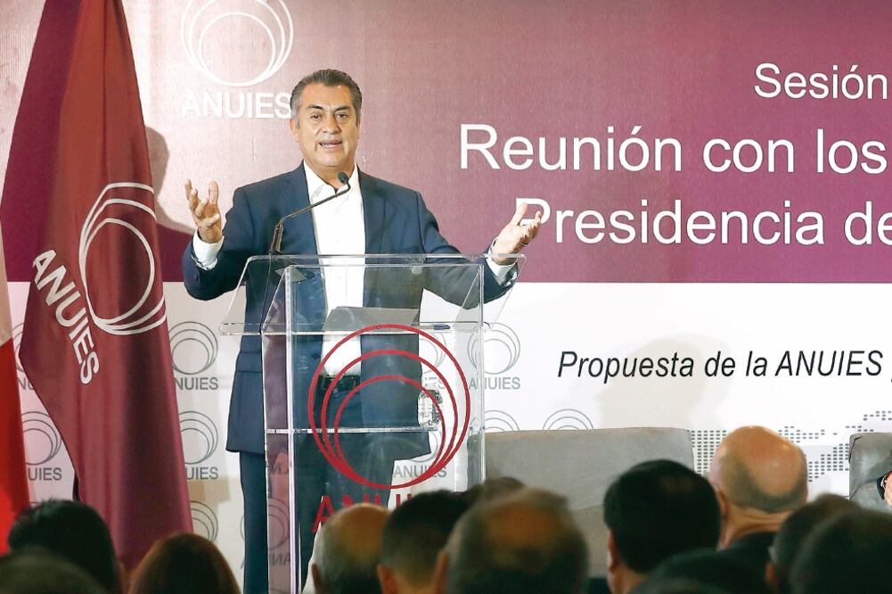 El candidato independiente a la Presidencia de la República, Jaime Rodríguez Calderón El Bronco, ofreció a rectores del país agrupados en la ANUIES potenciar el presupuesto para educación, ciencia, tecnología e innovación. Foto: YADÍN XOLALPA. EL UNIVERSA