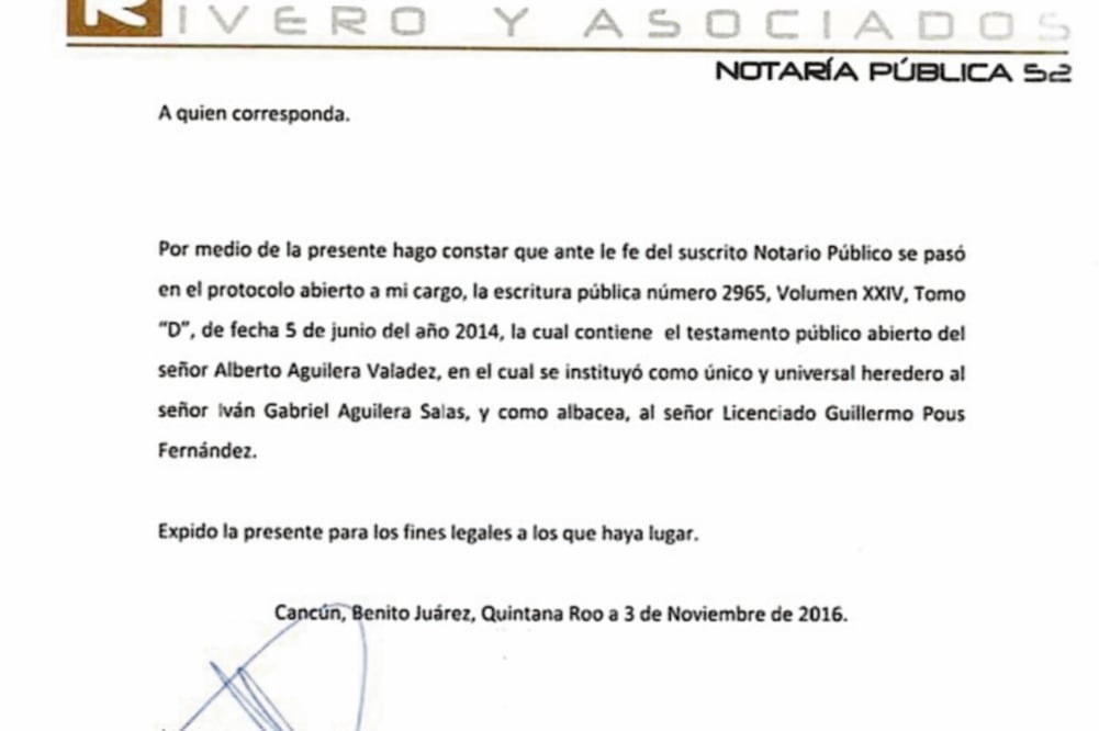 El documento notarial (CORTESÍA)