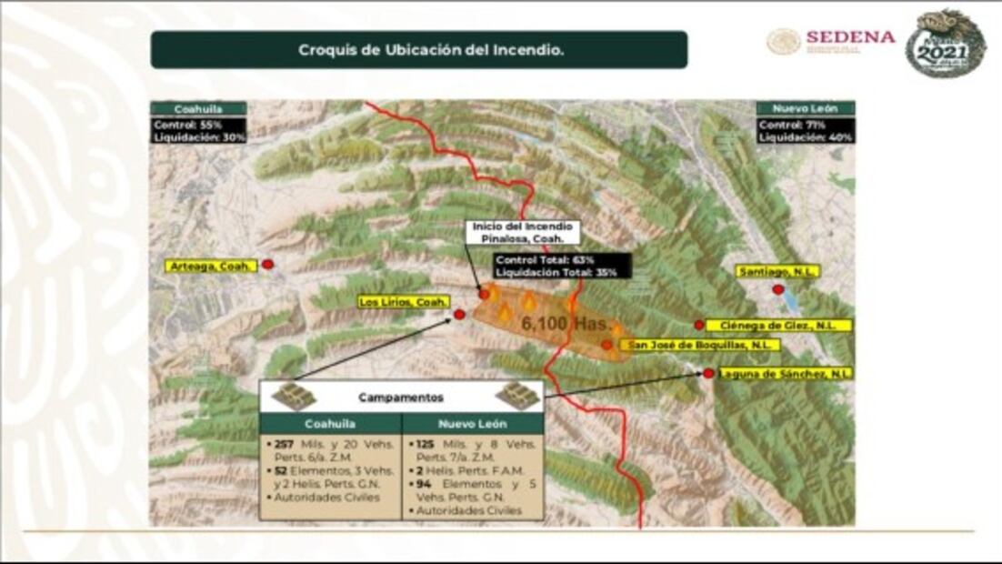 Elementos y helicópteros de la Marina se suman al combate de incendios en Coahuila y NL