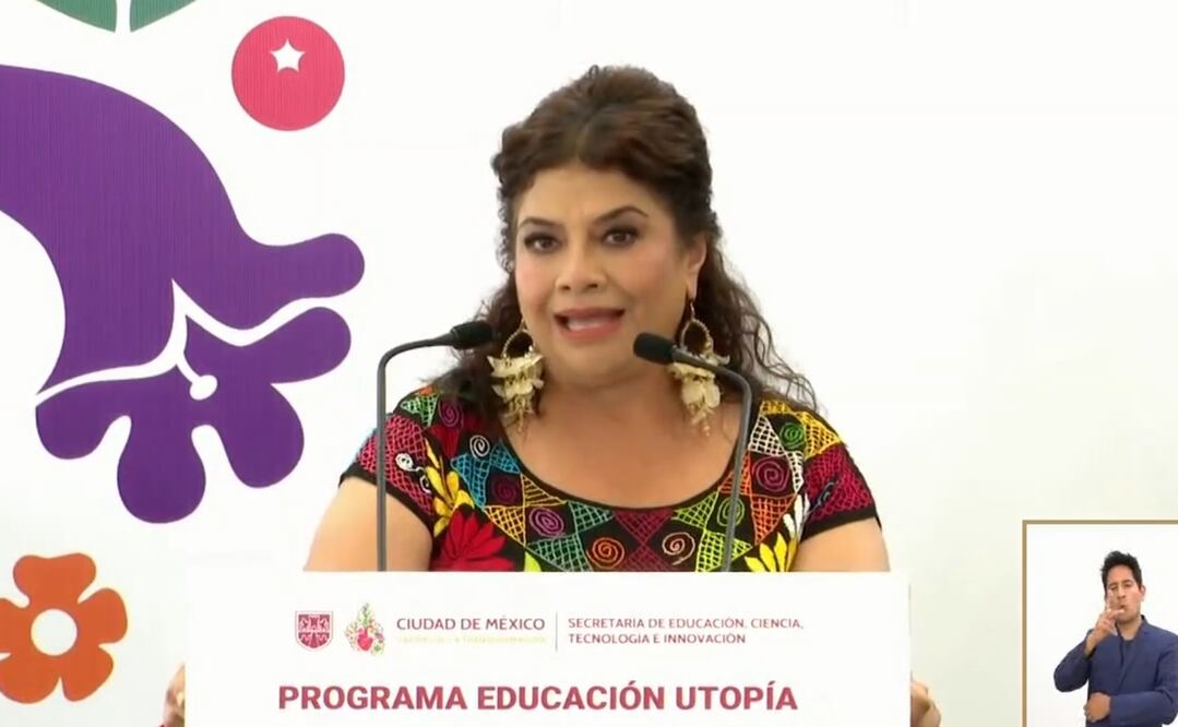 Clara Brugada anuncia programa “Educación Utopía” en escuelas de CDMX. Foto: captura de pantalla