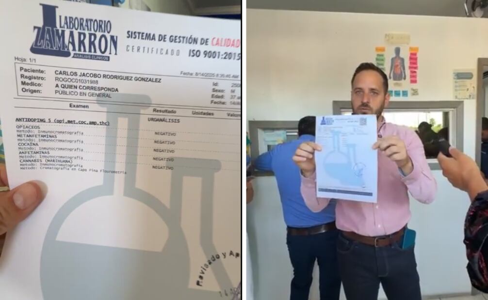 El examen que él mismo se realizó abarcó la detección de cannabis, cocaína, metanfetaminas, anfetaminas y opiáceos, todos con resultado negativo.
Foto: Captura de pantalla en Facebook