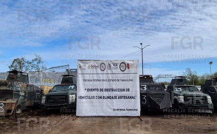 Destruyen 18 vehículos monstruo en Tamaulipas; estaban relacionados con 16 carpetas de investigación