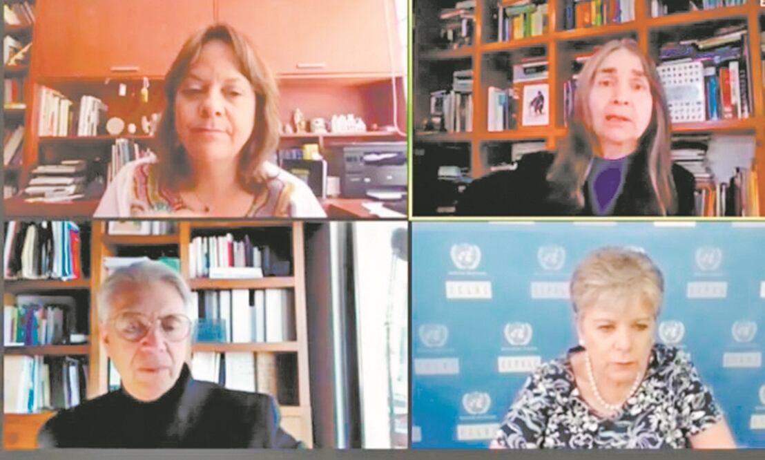 La secretaria ejecutiva de la Cepal, Alicia Bárcena (der. abajo) participó en el Quinto Encuentro Libertad por el Saber. ¿Cuál desarrollo para un planeta saludable?, organizado por el Colegio Nacional. Foto: TOMADA DE VIDEO