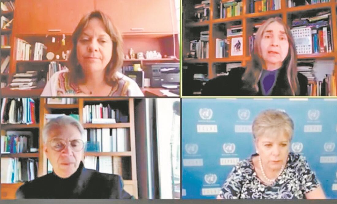 La secretaria ejecutiva de la Cepal, Alicia Bárcena (der. abajo) participó en el Quinto Encuentro Libertad por el Saber. ¿Cuál desarrollo para un planeta saludable?, organizado por el Colegio Nacional. Foto: TOMADA DE VIDEO