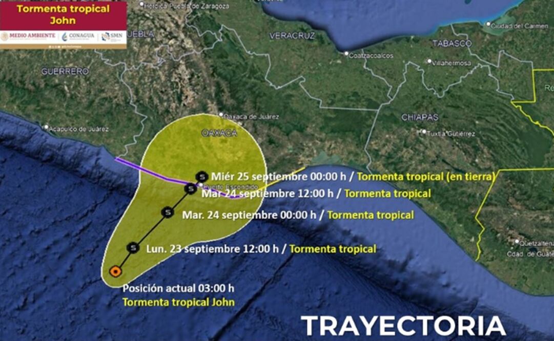 Tormenta tropical John. Foto: Conagua