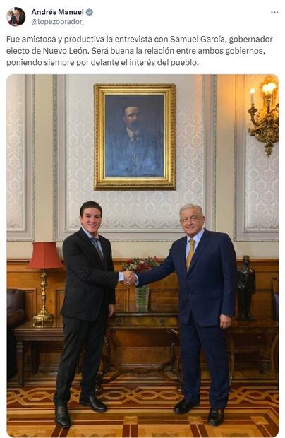 Samuel García y Andrés Manuel López Obrador. Foto: X @lopezobrador_