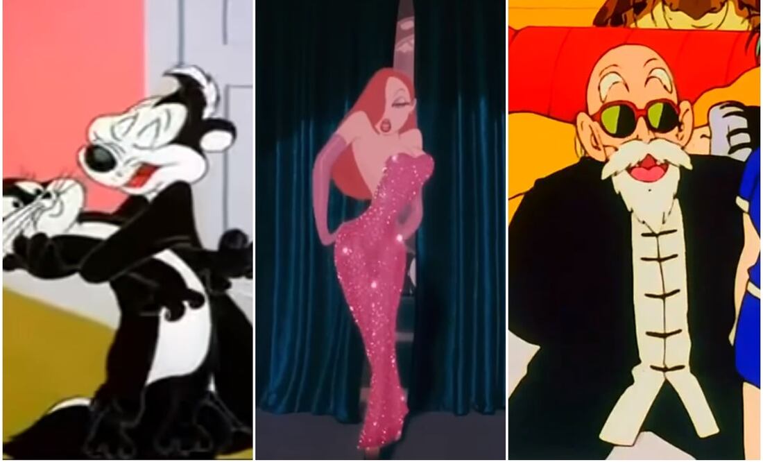 Pepe Le Pew, Jessica Rabbit, Maestro Roshi. Fotos: Capturas YouTube