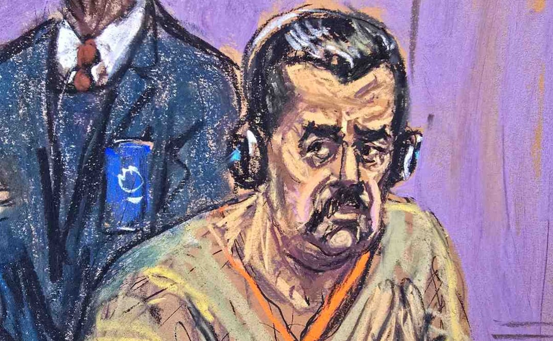 Fotografía de un dibujo realizado por la artista Jane Rosenberg donde aparece el depuesto presidente de Venezuela, Nicolás Maduro, durante su comparecencia este lunes, ante un tribunal federal en Nueva York (EE.UU.). El juez federal a cargo del caso contra Maduro y su esposa Cilia Flores afirmó que no les considera "una amenaza para la seguridad nacional" de Estados Unidos, puesto que ya se encuentran detenidos en el país. Foto: EFE