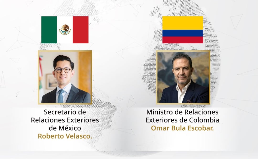 Llamada telefónica entre el secretario de relaciones exteriores, Roberto Velasco, y el ministro de relaciones exteriores de Colombia, Omar Bula Escobar. Foto: X @SRE_mx