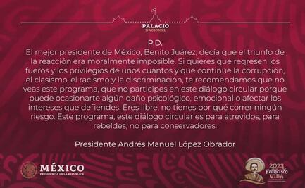 Luego de que el INE ordenara eliminar posdata de la Mañanera, Presidencia difunde una nueva y le agrega voz de AMLO