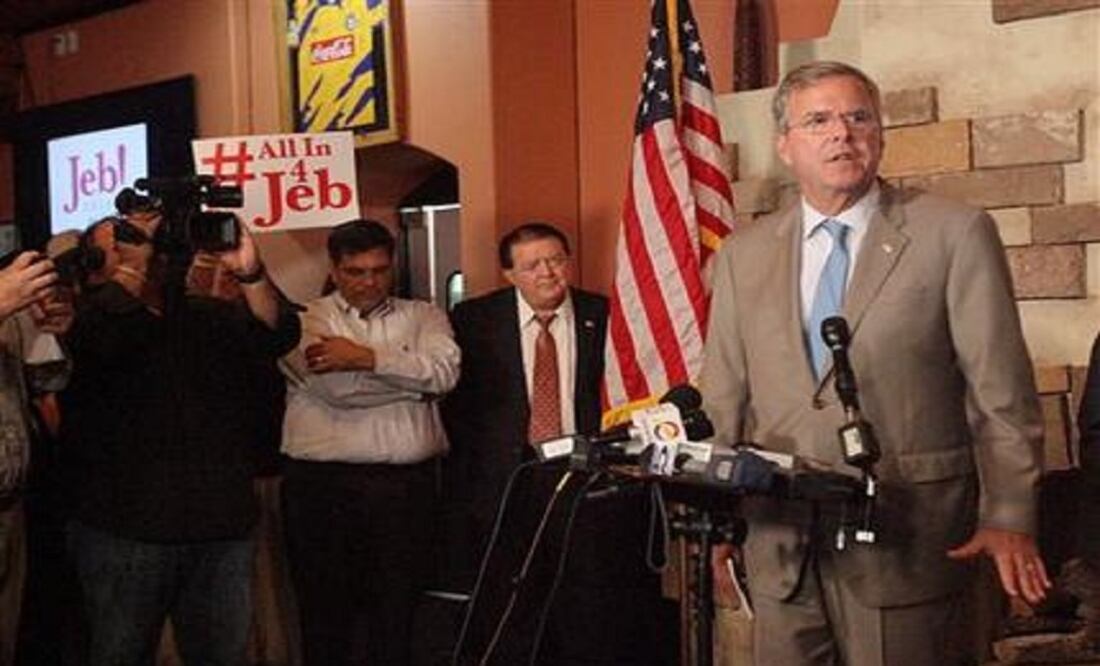 The former Florida governor told reporters Trump should read his book, "Immigration Wars," if he wants to learn how to deal with illegal immigration. (Photo: AP)