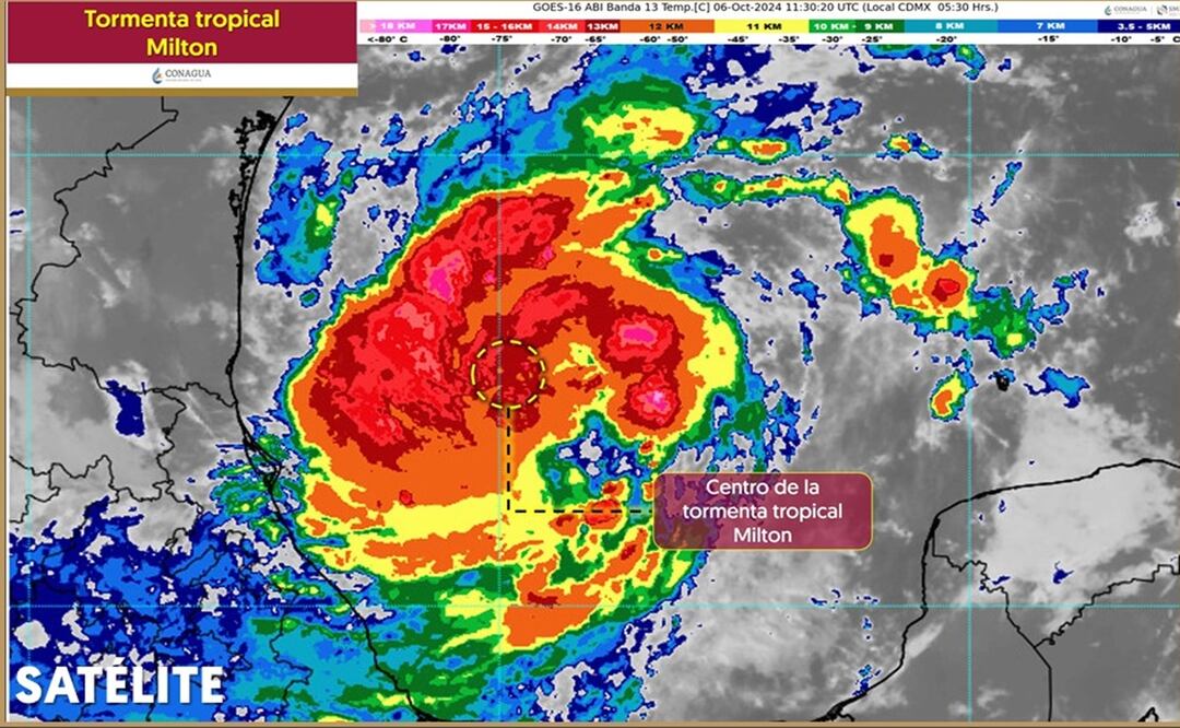 Tormenta tropical Milton provocará lluvias fuertes en el Sureste de México. Foto: Conagua