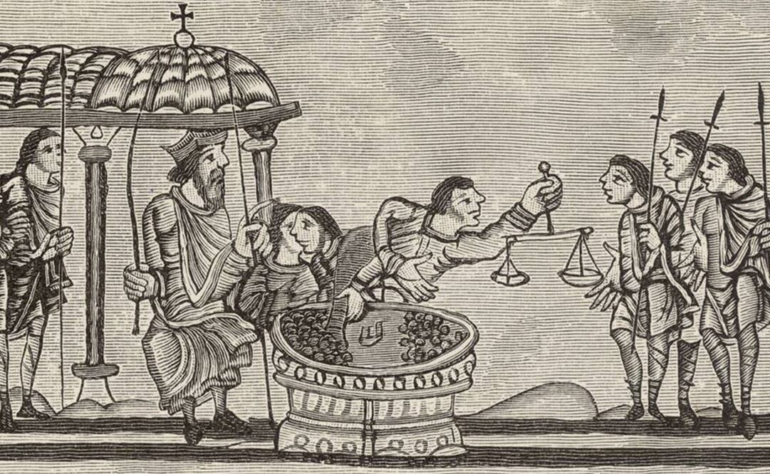 El pago de impuestos, como ilustra este antiguo dibujo británico, se remonta 5 mil años atrás. Foto: Archivo