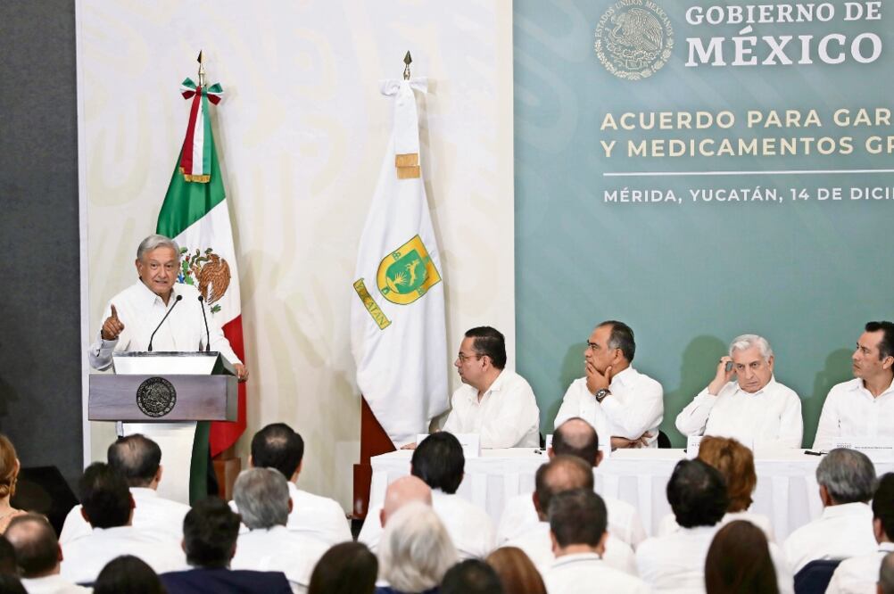 El presidente Andrés Manuel López Obrador presentó el Sistema Nacional de Salud para el Bienestar de los Mexicanos, en Mérida, Yucatán. (LUIS CORTÉS. EL UNIVERSAL)