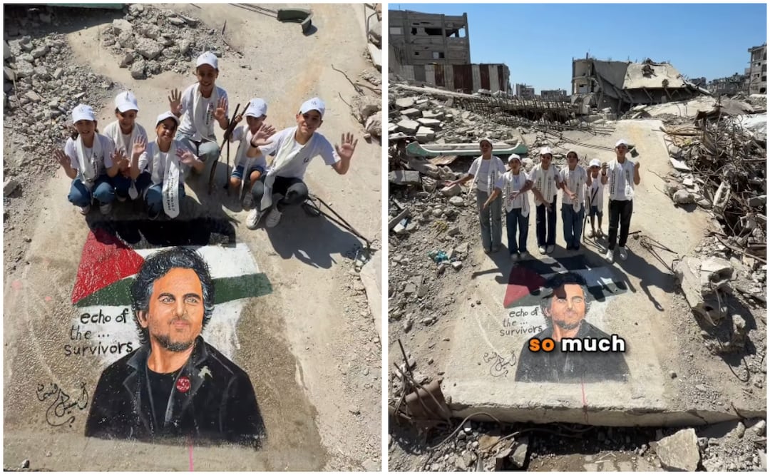 Integrantes de la iniciativa "El eco de los supervivientes" realizaron un mural en agradecimiento al apoyo del actor Mark Ruffalo. Foto: Instagram @echo_of_the_survivors